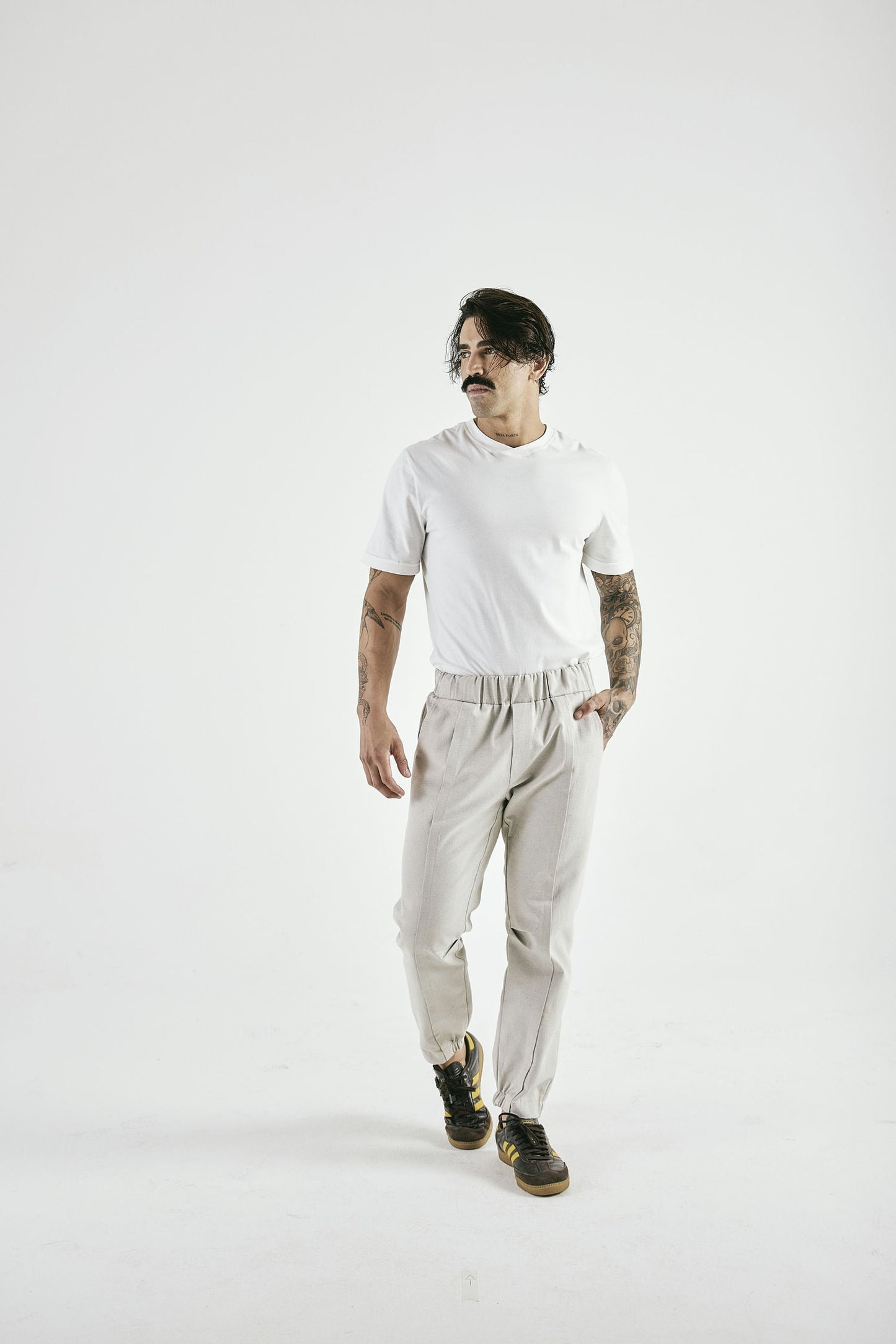 Calça Pregas Turim Off White