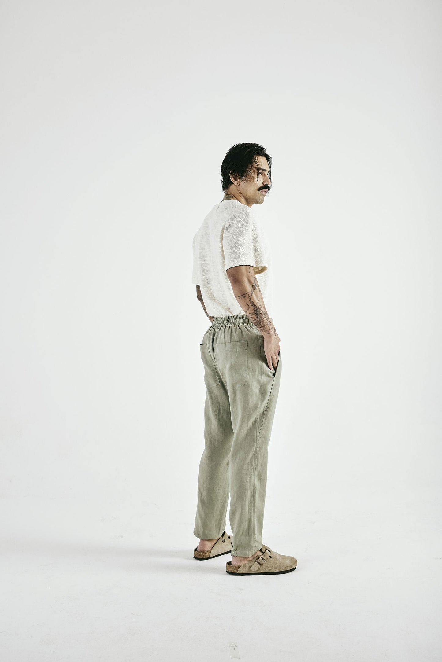 Calça Linho Cannes Verde Oliva