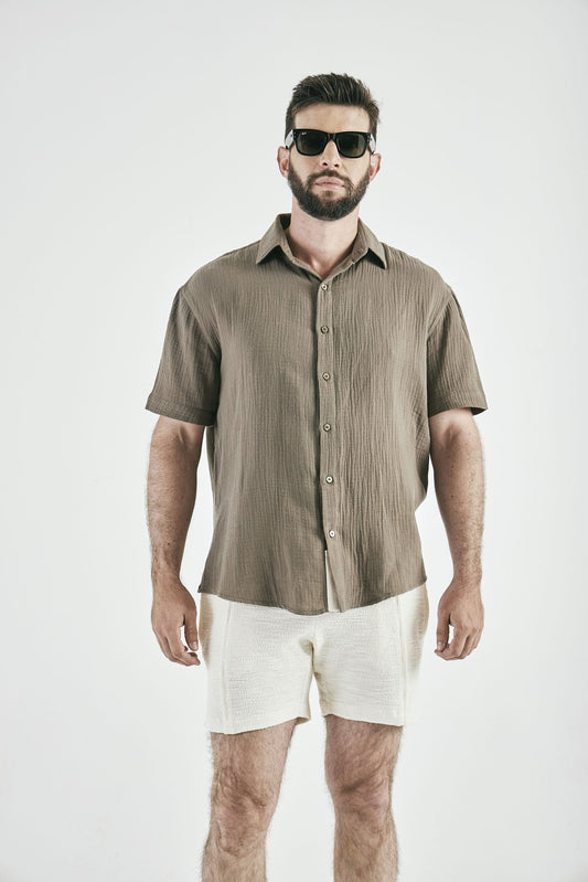 Camisa Manga Curta Nice Verde Oliva